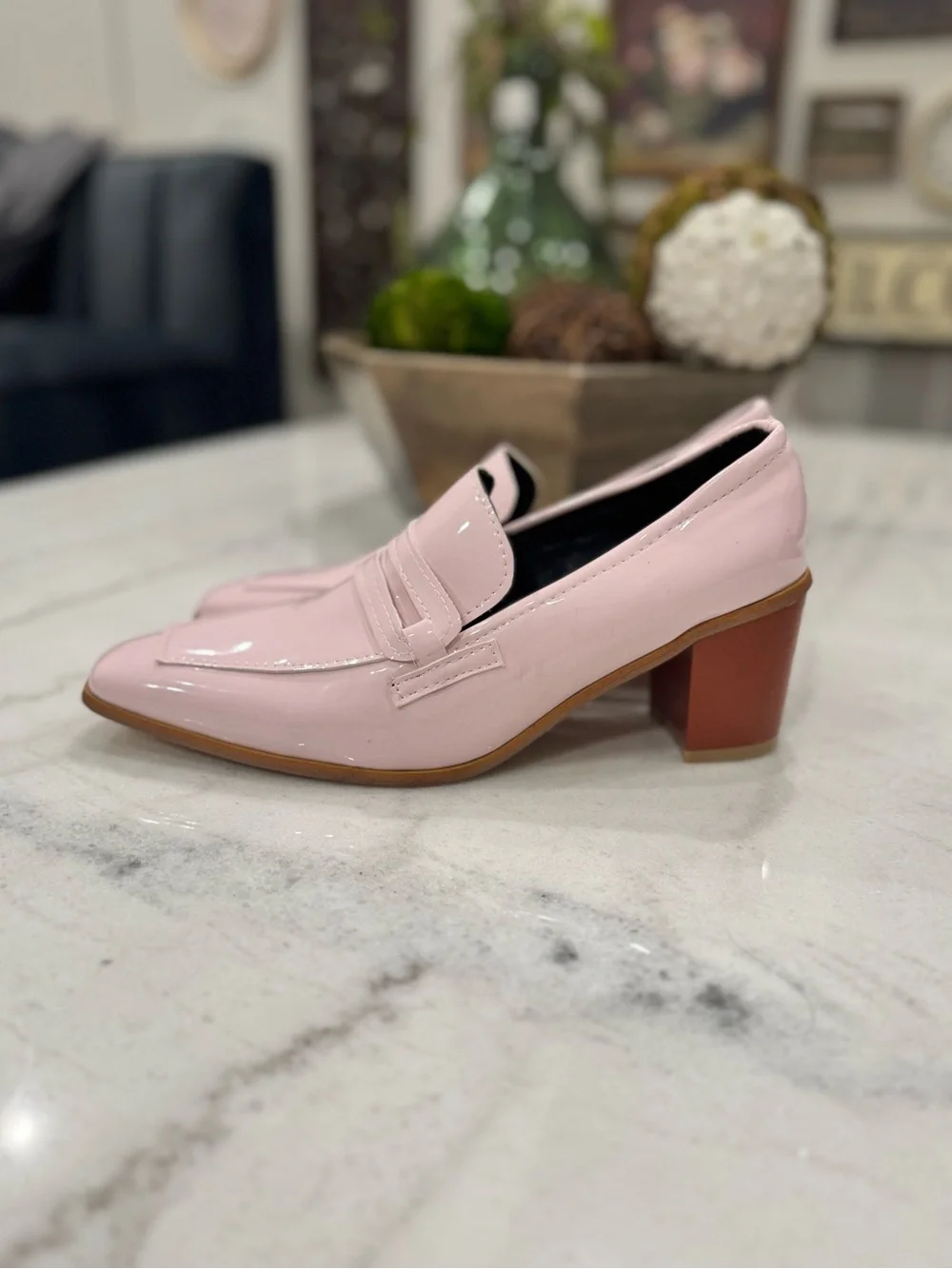 Women’s Patent Pink Loafer Slip-On Shoes Size 41